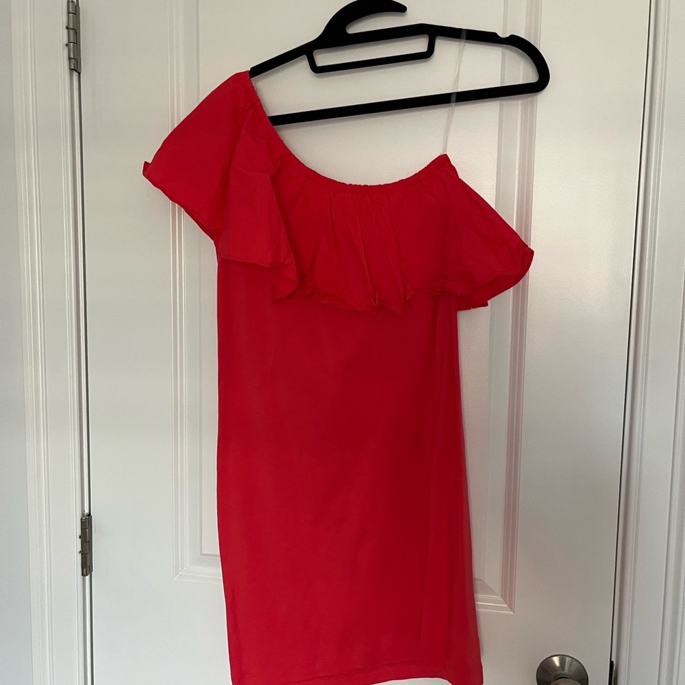 Off-Shoulder Salmon Dress